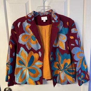 Anthropology Woodstock Embroidered Jacket Floral Size M